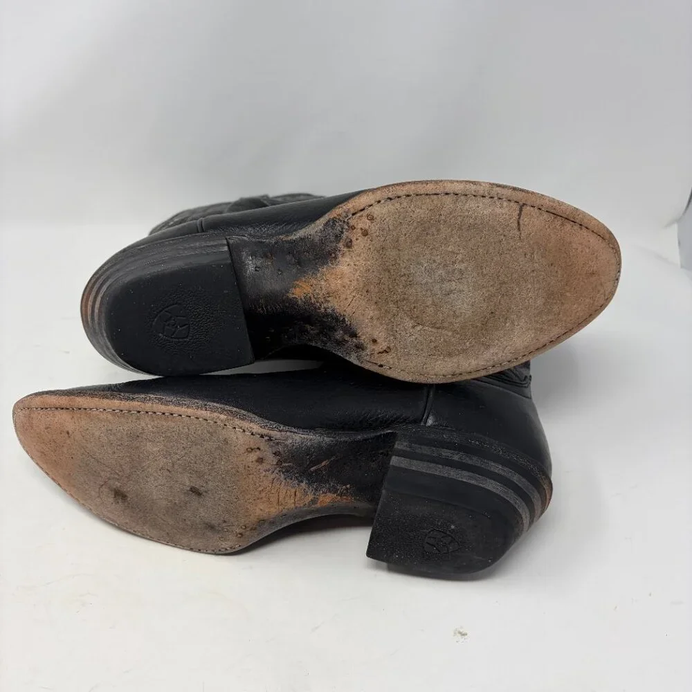 Ariat Black Western Cowboy Boots with Brown Accents - Picture 11 of 11